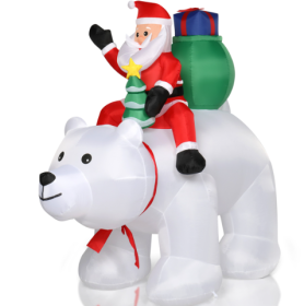 6ft 15W 7pcs LED Lights Santa Claus Rides Polar Bear Garden Santa Claus Decoration