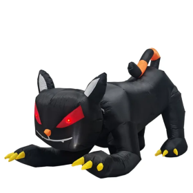 6.5 FT Halloween Inflatables Animated Black Cat With Shakable Head, Outdoor Decorations Blow Up Yard Decor With Built-in LEDs For Indoor Party Garden