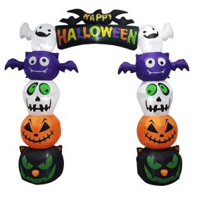 8.2ft Stacking Head Arch, 7pcs White LED Lights, Halloween Inflatable Decoration 12V