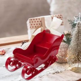 Red Santa Sleigh Christmas Fireplace Decoration Collectible