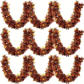 3Pack 6.56 Ft Halloween Tinsel Garland With Pumpkin Sequins Orange Black Mixed Colors Glitter Metallic Tinsel Decoration Twisted Garland For Halloween