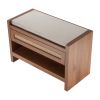 VEVOR Rattan Bench, 30.9" Rattan Shoe Bench, Entryway Bench with Storage Drawer and Linen Seat Cushion, Farmhouse Boho Bench with Hand Woven Rattan