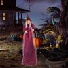 71" Life Size Hanging Talking Witch Halloween Decoration with Glowing Eyes, Creepy Voice & Hanging Loop, Durable Fabric