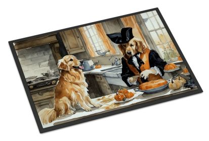 NEW Golden Retriever Fall Kitchen Pumpkins Doormat Front Door Mat Indoor Outdoor Rugs for Entryway, Non Slip Washable Low Pile, 18H X 27W