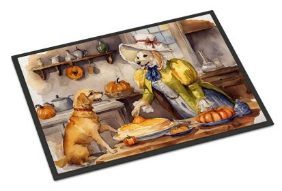 NEW Yellow Lab Fall Kitchen Pumpkins Doormat Front Door Mat Indoor Outdoor Rugs for Entryway, Non Slip Washable Low Pile, 18H X 27W