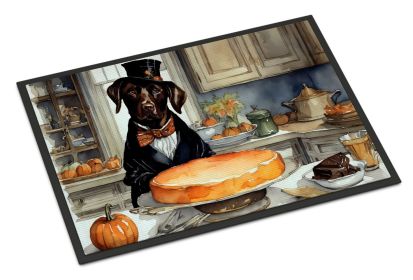 NEW Chocolate Lab Fall Kitchen Pumpkins Doormat Front Door Mat Indoor Outdoor Rugs for Entryway, Non Slip Washable Low Pile, 18H X 27W