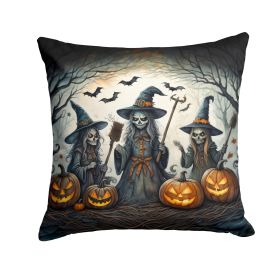 Witches Spooky Halloween Throw Pillow Machine Washable, Indoor Outdoor Decorative Pillow for Couch, Bed or Patio, 14Hx14W