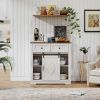 39" Sliding Barn Door Buffet Sideboard Storage Cabinet Coffee Bar with Storage and 2 Drawers, Coffee Storage Cabinet for Dining Room, Living Room