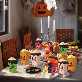 12 Pieces Halloween Popcorn Box Halloween Party Favor Snack Treat Boxes Candy Cookie Container Decorations Gifts For Popcorn Sales Halloween Party Fav