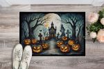 NEW Graveyard Spooky Halloween Doormat Front Door Mat Indoor Outdoor Rugs for Entryway, Non Slip Washable Low Pile, 18H X 27W
