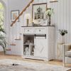 39" Sliding Barn Door Buffet Sideboard Storage Cabinet Coffee Bar with Storage and 2 Drawers, Coffee Storage Cabinet for Dining Room, Living Room