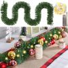393.3 Inch Christmas Garland with 3 Warm Light Strings Artificial Pine Needles Garland Faux Pine Greenery Stems Twist Wired Tree Branches Wreath Tie f