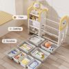 Kids Bookshelf and Toy Storage, 4-Tier Toy Organizers W/8 Removable Storage Bins, Kids Toy Storage Organizer for Study Room, Bedroom, Kids Room