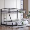 Metal Bunk Bed Twin Over Full Size with Removable Stairs, Heavy Duty Sturdy Frame for Teen & Adults, Teens, No Box Spring Needed, Black