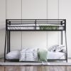 Metal Bunk Bed Twin Over Full Size with Removable Stairs, Heavy Duty Sturdy Frame for Teen & Adults, Teens, No Box Spring Needed, Black