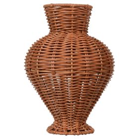 Better Homes & Gardens Woven Faux Rattan Indoor Vase, 10", Brown