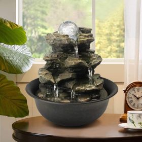 f8.3inches Rock Cascading Tabletop Fountain with LED Light for Home Office Bedroom Relaxation