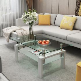 fWhite Coffee Table, Clear Coffee Table, Modern Side Center Tables for Living Room, Living Room Furniture