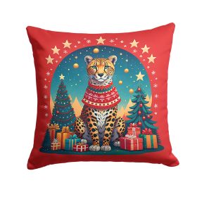 Cheetah Christmas Throw Pillow Machine Washable, Indoor Outdoor Decorative Pillow for Couch, Bed or Patio, 14Hx14W