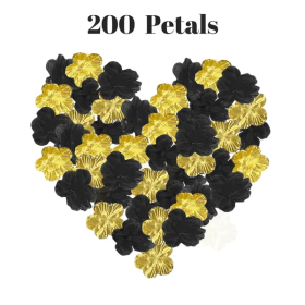 200 Pcs Artificial Silk Rose Petals For Graduation Black Green Red Purple Blue Golden Mix Color Fake Flowers Petals For Graduation Ceremony Wedding Pa (Color: black)