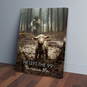 1 Piece Canvas Painting With Wood Frame, Ready To Hang, He Left 99 Sheep To Save Me, Man And Lost Sheep, Christian Wall Art, Framed Mural Print, (Option: 16X12inch)