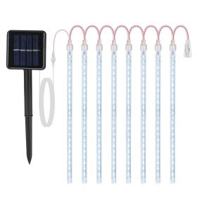 White-Colorful Light Options -- 1Pc Solar Powered Meteor Shower String Lights 9.84FT Falling Raindrop Tube Lamp Water Resistant Decorative Lights For (Option: ColdWhite)