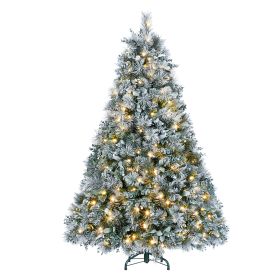 4FT Snow Flocked Christmas Tree Premium Artificial Christmas Tree With 404 Mixed PE Leaves & Tips, Small Realistic Full Pine Unlit Faux Xmas Tree With (Option: 4ft with lights)