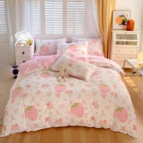3 Piece Strawberry Duvet Cover Set Strawberry Print Bedding For Home Bedroom Decor Microfiber Quilt Cover Gifts Twin Full Queen King Size (Option: Twin-Pink)