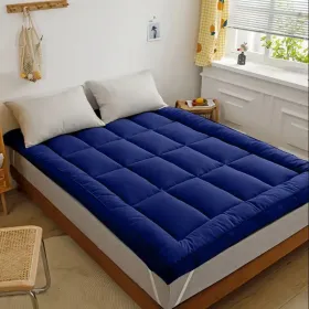 Topper Pad For Mattress King (Color: Navy Blue)