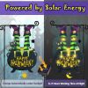 Halloween Lighted Garden Flag for Outside, Led Solar Yard Flag 8 Modes Witch Feet Shape Flag