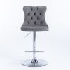 Swivel Velvet Barstools Adjusatble Seat Height from 25-33 Inch, Chrome base Bar Stools with Backs Comfortable Tufted for Home Pub and Kitchen Island