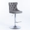 Swivel Velvet Barstools Adjusatble Seat Height from 25-33 Inch, Chrome base Bar Stools with Backs Comfortable Tufted for Home Pub and Kitchen Island
