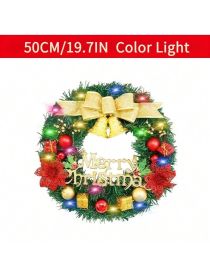 1 Piece Of 20-inch Bell-style Christmas Wreath, With Warm Light And Colored Light Options Available (Option: 50cm-Yellow)