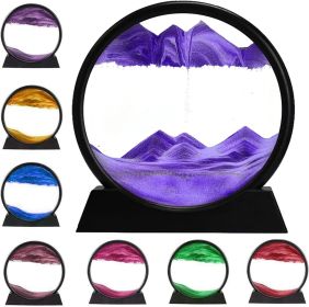 3D Dynamic Sand Art Liquid Motion, Moving Sand Art Picture Round Glass 3D Deep Sea Sandscape In Motion Display Flowing Sand Painting Relaxing Des (Color: YELLOW)