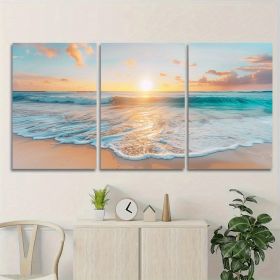 3pcs Wood Frame Canvas Print Decorative Painting, Sea Life Octopus Turtle Seahorse Watercolor Art Painting--Selling On Temu Is Prohibited (Option: 24X16inch)