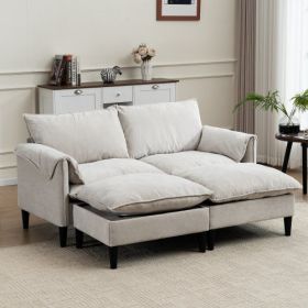 Convertible Combination Sofa Sofa UShaped Sofa With Footstools With Storage Gray Sofa For Living Room, Living Room Bedroom Office Small Space 2 S (Color: Beige)