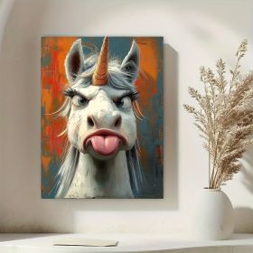 1 Piece Canvas Painting With Wooden Frame, Ready To Hang, Whimsical Unicorn Canvas Art Print - Framed Cartoon Wall Decor For Living Room, Bedroom (Option: 12X18inch)