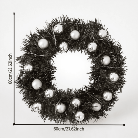 1 Piece Of 24-inch Black-themed Garland With Silver Ball Accessories And Christmas Letters (Option: 24in)