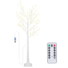4FT-6FT Options -- 1Pc Lighted Birch Tree Artificial White Birch Twig Tree With 8 Warm White Lighting Modes For Wedding Party Christmas Holiday F (Option: 6Ft)