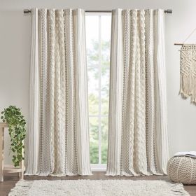 lCotton Printed Curtain Panel with Chenille Stripe and Lining(Only 1 Pc Panel) (Color: as Pic)